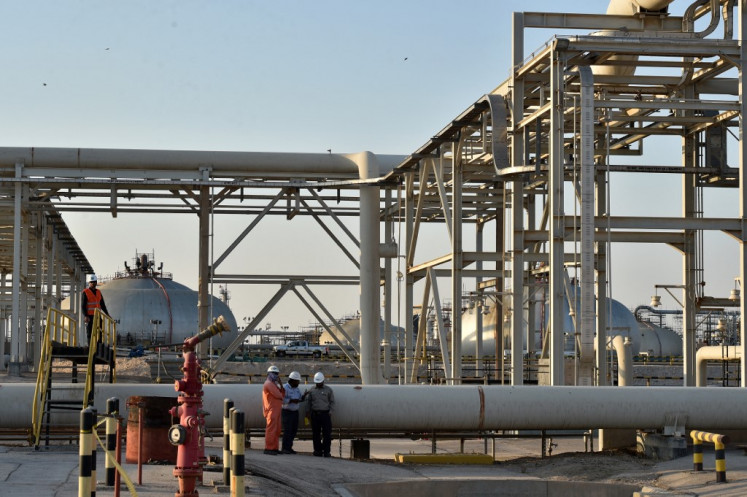 This file photo taken on Sept. 20, 2019, shows a partial view of Saudi Aramco's Abqaiq oil processing plant in Saudi Arabia.