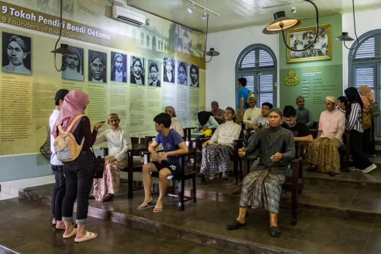 A throwback: Students observe the diorama in the National Awakening Museum in Central Jakarta on May 19, 2018. The country commemorates National Awakening Day on May 20 to mark the founding of the first organization championing Indonesian independence in 1908. 