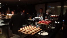 Cherry on top: Luscious cakes and puddings await guests at MO Bar’s dessert station during the Prefinite Communications-FoodieS annual gathering on May 24 at the Mandarin Oriental in Central Jakarta. (JP/Radhiyya Indra)