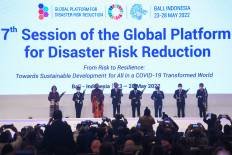 President Joko Widodo (fourth left) appears on May 25, 2022 during the opening ceremony of the Global Platform on Disaster Risk Reduction 2022 (GP2022) in Nusa Dua, Bali.