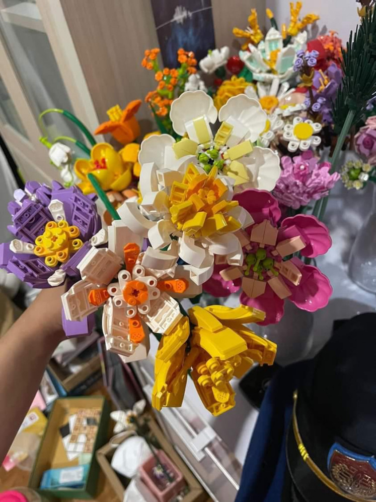 Perfect Valentine's gift: A handful of 'lego' flowers from Refiana Dewi's botanical collection is pictured. (Courtesy of Refiana Dewi)