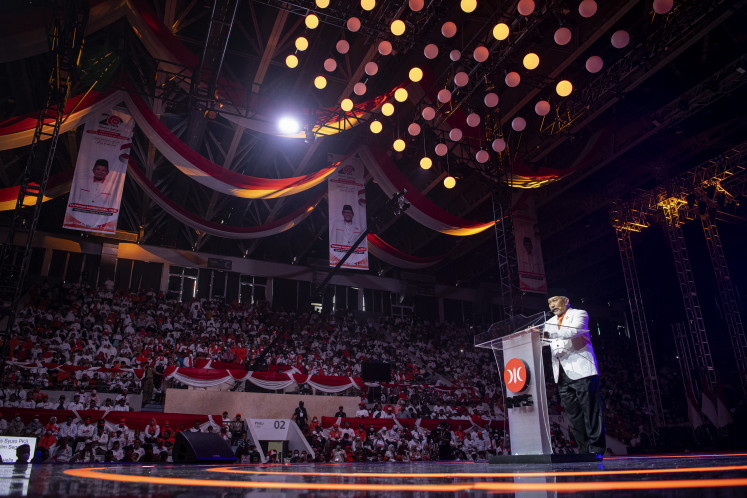 Prosperous Justice Party (PKS) chair Ahmah Syaikhu delivers a speech at the party's anniversary celebration at Istora Senayan in Jakarta on May 29, 2022.