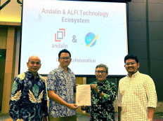 (Left to right): Chairman DPW ALFI Jakarta Adil Karim, CEO Andalin Rifki Pratomo, Vice Chairman DPP ALFI Trismawan Sanjaya, and Head of strategic planning Andalin Abdul Lubis.