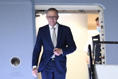 Australia's Prime Minister Anthony Albanese arrives at Haneda airport in Tokyo on May 23.