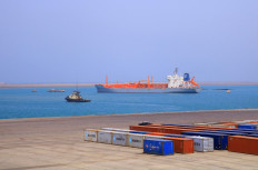 A picture taken on May 28, 2022, shows loading docks at the port of Yemen's Red Sea coastal city of Hodeida, around 230 kilometres west of the capital. 