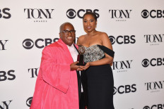 Go big: US playwright Michael R. Jackson, winner of the Best Book of a Musical for A Strange Loop, and singer-actress coproducer Jennifer Hudson pose in the press room during the 75th Annual Tony Awards at 3 West Club on Sunday in New York City, the United States.