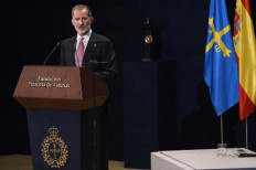 Spain's King Felipe VI delivers a speech during the 2021 Princess of Asturias award ceremony at the Reconquista Hotel in Oviedo on October 22, 2021.
