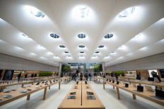 Front line: The newly renovated Apple Fifth Avenue store in New York City is pictured on Sept. 19, 2019. A majority of employees at an Apple store in the state of Maryland voted on Saturday to form a union, though the tech giant has so far tried to discourage unionization attempts.