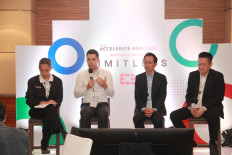 Security talks: Fortinet manager Kurniawan Darmanto (left), security strategist Jonas Walker (second left), vice president Peerapong Jongvibool (second right) and country director Edwin Lim speak during a Q&A session on June 21, 2022. (Courtesy of Fortinet)