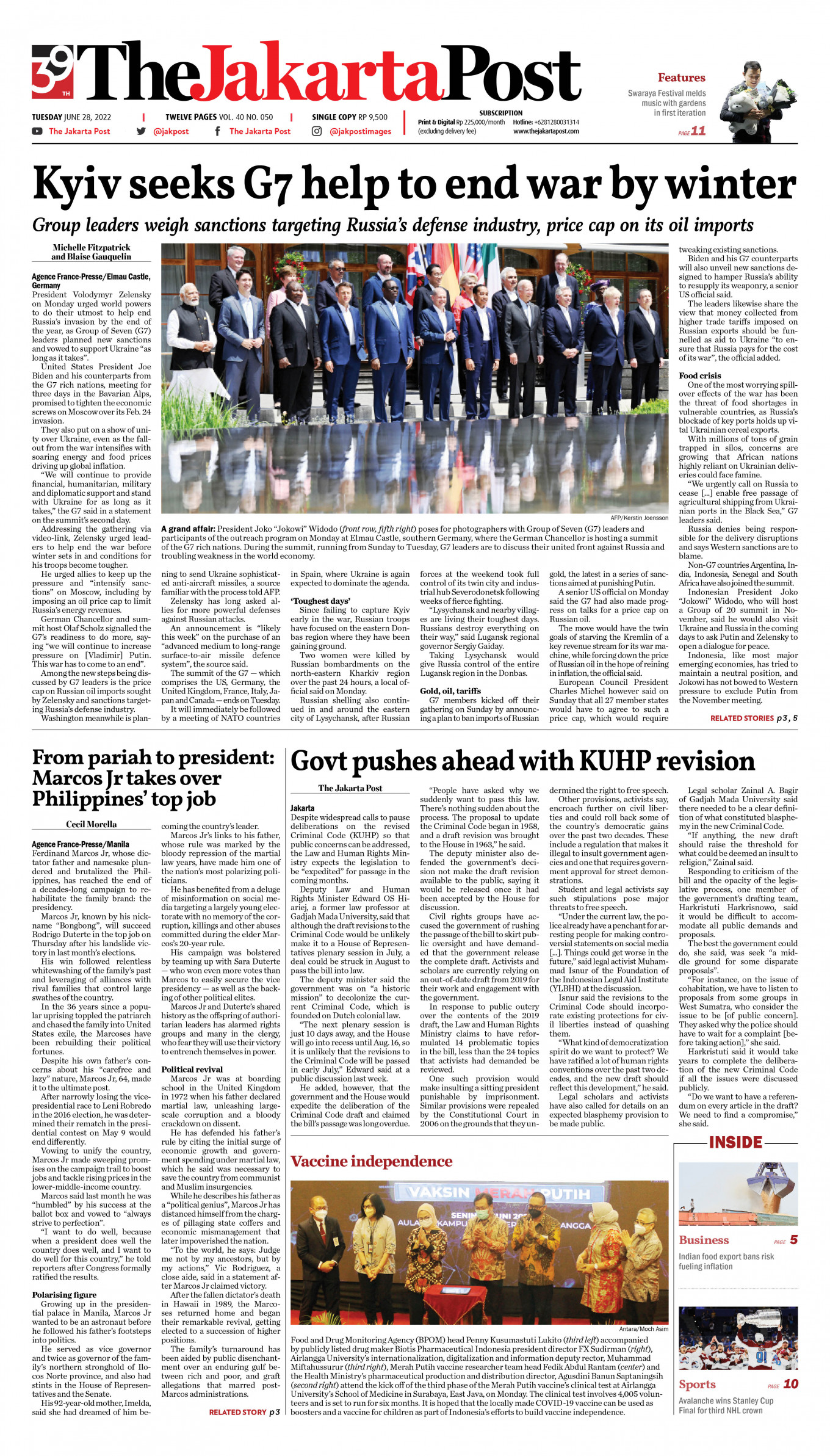 Frontpage - Tue, June 28, 2022 - The Jakarta Post