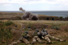 Servicemen of the 126th Separate Territorial Brigade of the Armed Forces of Ukraine take part in military exercises in Odessa region on June 22, 2022, amid Russia's military invasion launched on Ukraine.
