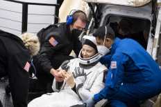 Space explorer: Astronaut Kayla Barron is helped out of the SpaceX Crew Dragon Endurance spacecraft onboard the SpaceX Shannon recovery ship after she and NASA astronauts Raja Chari, Tom Marshburn and ESA (European Space Agency) astronaut Matthais Maurer landed in the Gulf of Mexico off the coast of Tampa, Florida, the United States, on May 6.