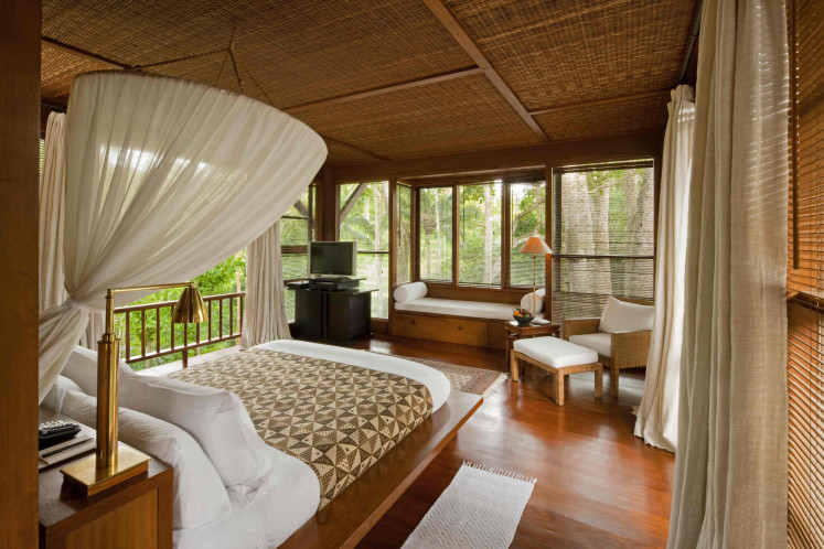 Cabin-sized room:  The terrace suite in Tirta-Ening residence boasts an extensive space with a direct view of Bali's nature. (Courtesy of COMO Shambhala Estate)