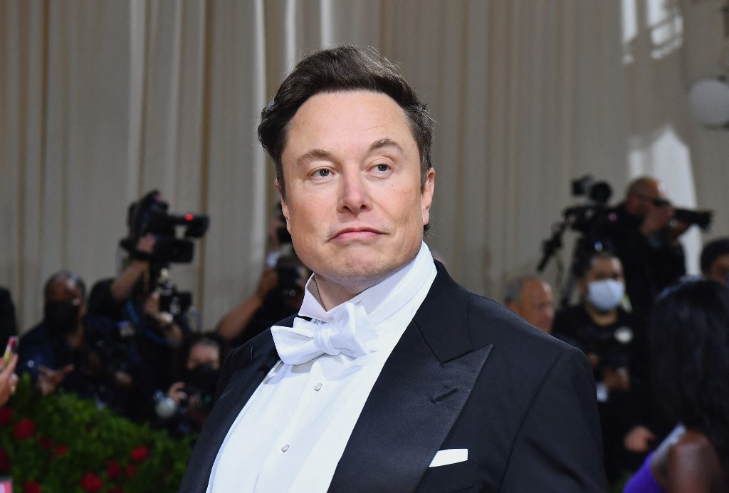 In this file photo taken on May 2, 2022 Elon Musk arrives for the 2022 Met Gala at the Metropolitan Museum of Art in New York.