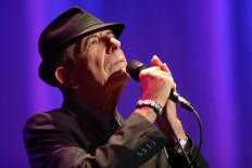  In this file photo taken on September 28, 2012, Canadian singer Leonard Cohen performs on stage during his concert at the Olympia concert hall in Paris. Leonard Cohen's song 