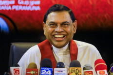 Former Sri Lanka's finance minister Basil Rajapaksa, the younger brother of Sri Lanka's President Gotabaya Rajapaksa, speaks during a press conference to announce his resignation as member of parliament, in Colombo on June 9, 2022. 
