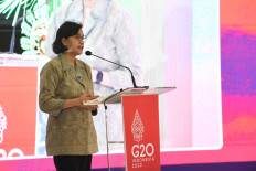 Sri Mulyani speaking at Group of Twenty (G20) Tax Symposium, on July 14, in Bali.