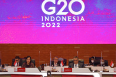 Finance Minister Sri Mulyani Indrawati (Left) and Bank Indonesia Governor Perry Warjiyo (Right) during G20 Finance Ministers and Central Bank Governors Attend 3rd FMCBG Meeting in Finance Track on Friday, July 15 2022 in Bali.