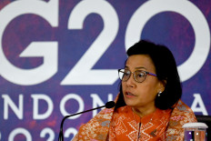 Finance Minister Sri Mulyani Indrawati speaks during a press conference on July 16, 2022, at the Group of 20 Finance Ministers Meeting in Nusa Dua, Bali.