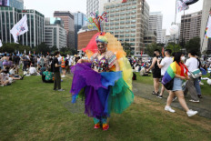 ‘Bigger, better’: A participant takes part in the Seould Queer Culture Festival 2022, held on Saturday in the South Korean capital, while a separate group gathered across the venue to protest the festival.