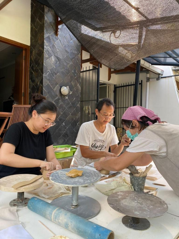 Perfection in imperfection: Stanley Wangsadihardja and his wife, Susy Gunawan, mostly use pinching techniques and naturally made glaze. (Courtesy of Stanley Wangsadihardja)