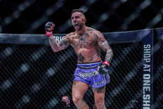 Liam Harrison in his latest outing against Muangthai PK. Saenchai