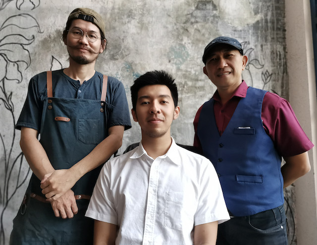 The storytellers: Juliette The Selfish's key players are chef Ryo Nakamura (left), founder Adwin Suhanda (center) and operational manager Nanang (right). (JP/Felix Martua)