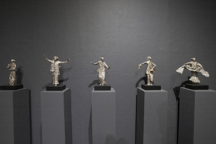 Strike a pose: The various postures of Dolorosa Sinaga’s sculpture, 'Batak Ritual Dance'. (Courtesy of ARTJOG Festival)