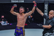 Savvas Michael earning his win against Amir Naseri in ONE 157.