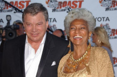 In this file photo taken on August 13, 2006, Canadian actor William Shatner and US actress Nichelle Nichols attend Comedy Central's roast of Shatner at the CBS Studio center in Los Angeles. Nichelle Nichols, a groundbreaking Black actress who played communications officer Nyota Uhura with cool authority on the popular 1960s series 