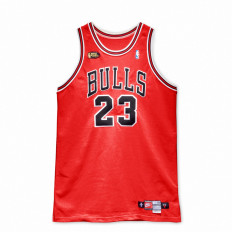 Jumpin’ jersey: Michael Jordan’s Chicago Bulls jersey from Game 1 of the 1998 NBA finals, catalogued as the Game-Worn 1998 NBA Finals The Last Dance Jersey, is seen in this image provided by Sotheby's on Aug. 10. The famouse No. 23 jersey is to be put under the hammer during Sotheby's auction from Sept. 6 to 14 in New York.