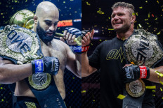 A photomontage shows ONE Championship heavyweight world champion Arjan “Singh” Bhullar (left) and challenger Anatoly “Sladkiy” Malykhin, who are slated to face-off on Sept. 29 at ONE 161 in Singapore. 