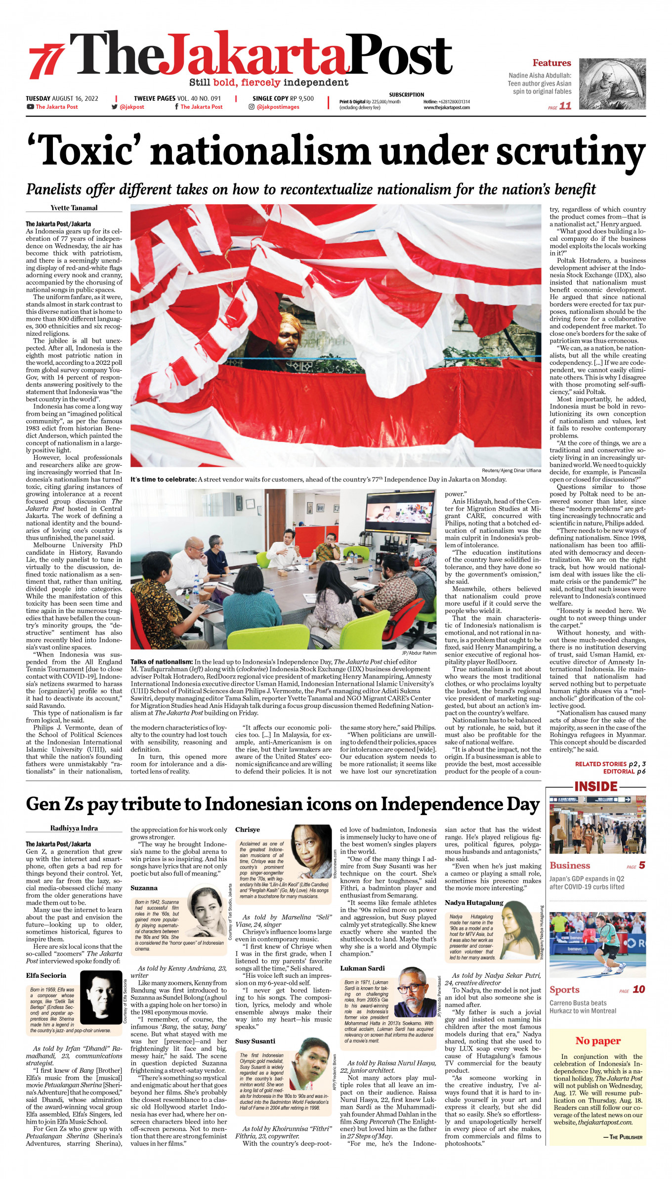 Frontpage - Tue, August 16, 2022 - The Jakarta Post