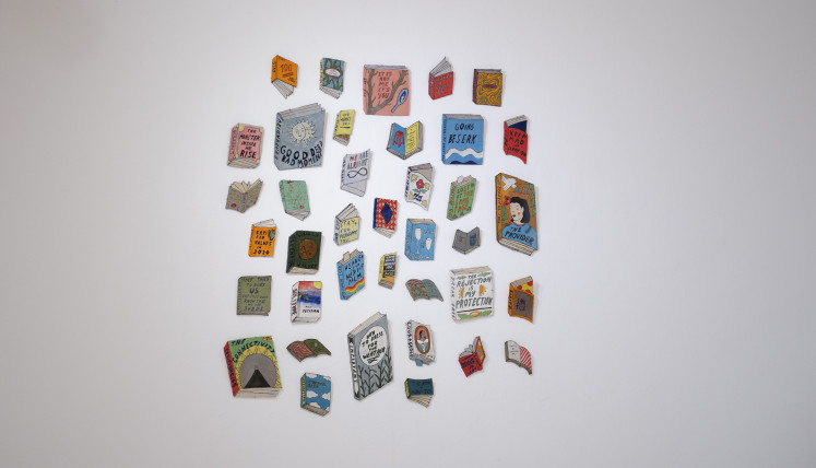 A cluster of idioms: Pictured is Sekarputri Sidhiawati's 'New Age of Tenderness' (2022), which features her elegantly-snarky life commentary. (JP/Anindito Ariwandono)