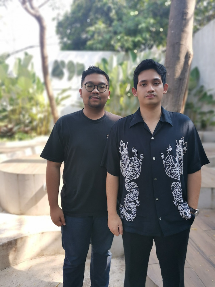 Next-gen vision: Founder Farhan Adrinanto (right) and marketing manager Fajar Bagas Adhi have a broad vision for Hagu Coffee & Space to be an all-round, trend-setting cafe and entertainment hub in Bogor, West Java. (JP/Felix Martua)