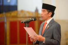President Joko Widodo addressed on the 74th anniversary of Bhayangkara at the State Palace, Jakarta, Wednesday (1/7/2020). Commemoration of the 74th Bhayangkara Anniversary with the theme Conducive Kamtibmas Increasingly Productive Communities was carried out simply because of the Covid-19 pandemic situation. The ceremony was held virtually and was attended by a number of Polda and Polres across the archipelago. 