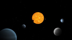 This handout artist’s impression released by the European Space Agency (ESA) shows othe TOI-178 planetary system, which was revealed by ESA’s exoplanet watcher Cheops. ESA’s exoplanet mission Cheops has revealed a unique planetary system consisting of six exoplanets, five of which are locked in a rare rhythmic dance, a phenomenon never before observed with stars whose variety calls into question the theories on their formation, according to a study.
