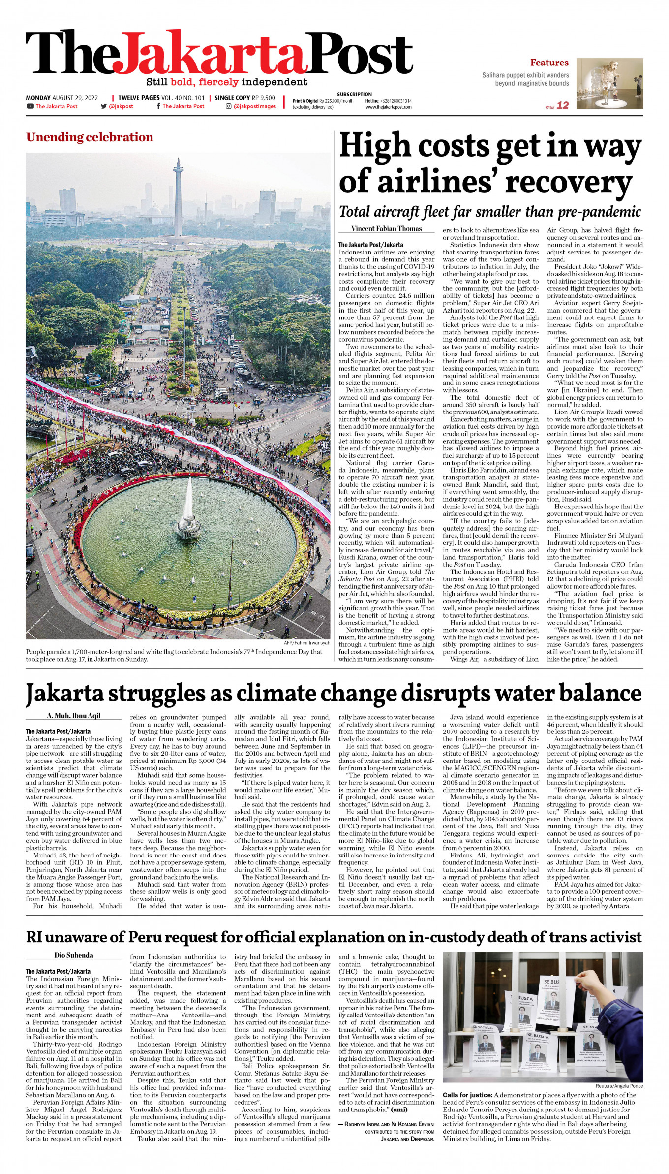 Frontpage - Mon, August 29, 2022 - The Jakarta Post