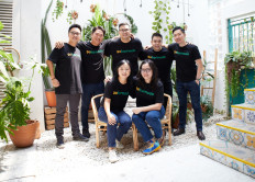 The team of agritech start-up Gokomodo pose for a photo shared by the company in September.