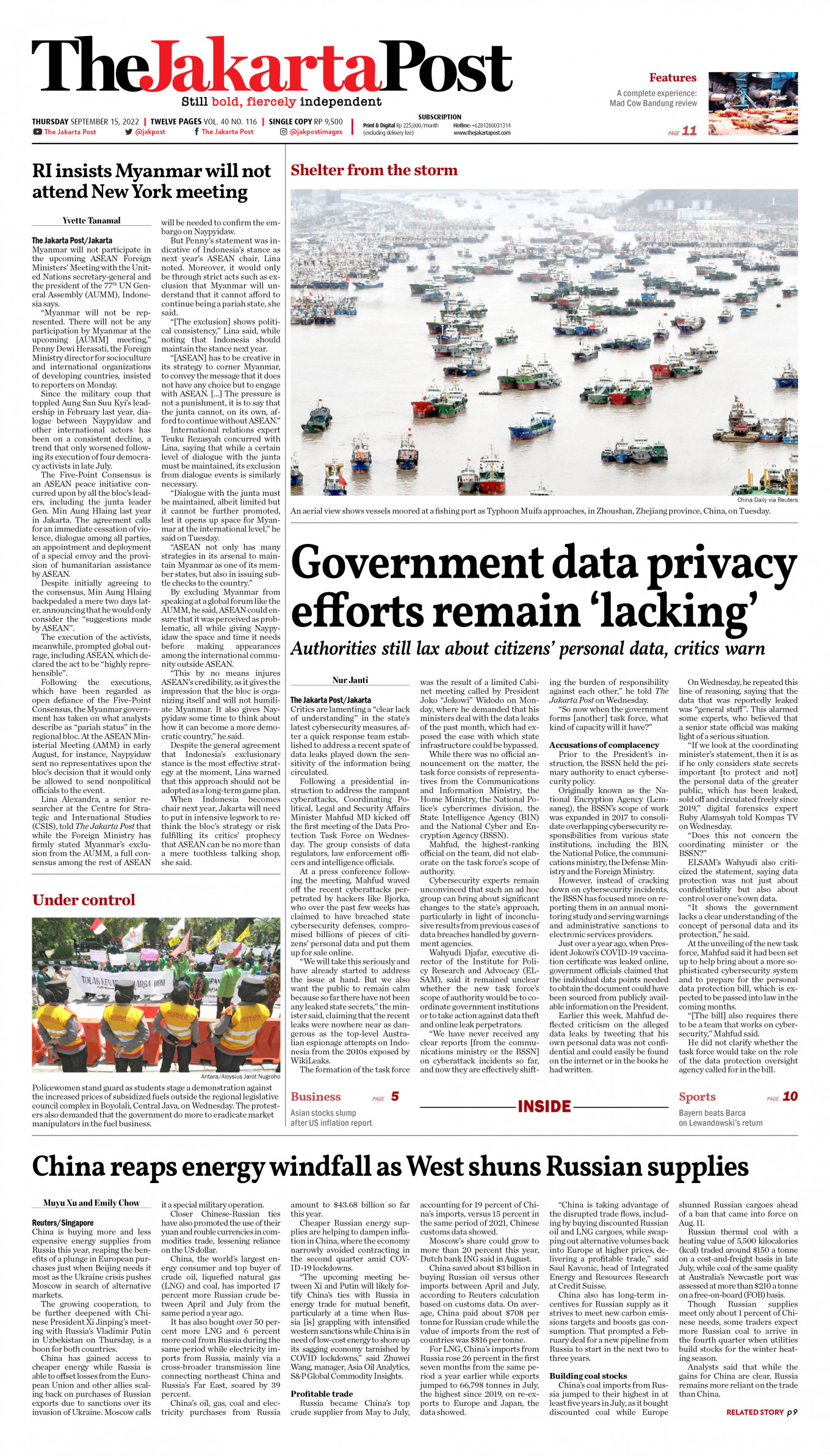 Frontpage Thu September 15 22 The Jakarta Post