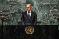 German Chancellor Olaf Scholz addresses the General Assembly at the United Nations on Sep. 20, 2022 in New York City. 