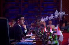 Djatmiko Bris Witjaksono, international trade cooperation director general at the Trade Ministry, attends the Group of 20 Trade, Investment and Industry Ministerial Meeting (TIIMM) on Aug. 22.