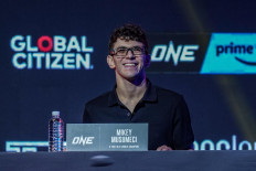 Mikey Musumeci speaks to the media during ONE Fight Night 2 press conference in Singapore on Sept. 28. 