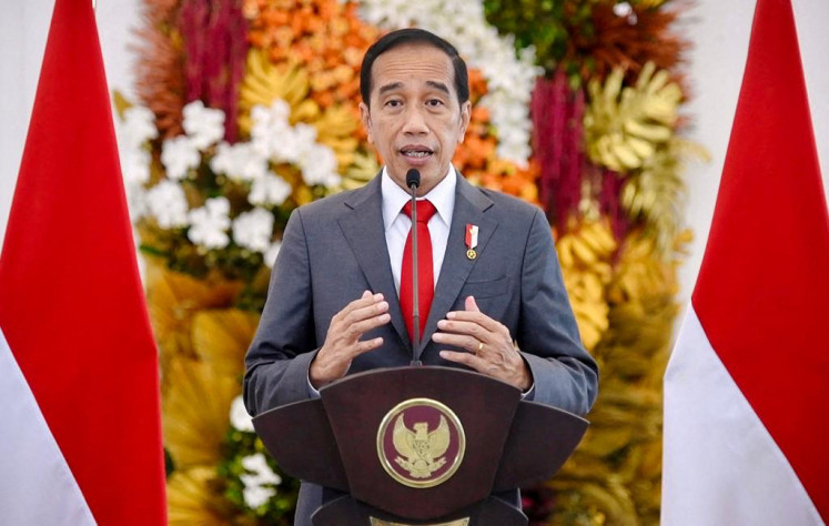 President Joko “Jokowi” Widodo makes a statement at the presidential palace in Bogor, West Java, on April 29, 2022.
