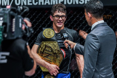 Mikey Musumeci, the newly crowned ONE flyweight submission grappling world champion, talks to Mitch Chilson following his victory at ONE Fight Night on Saturday.  