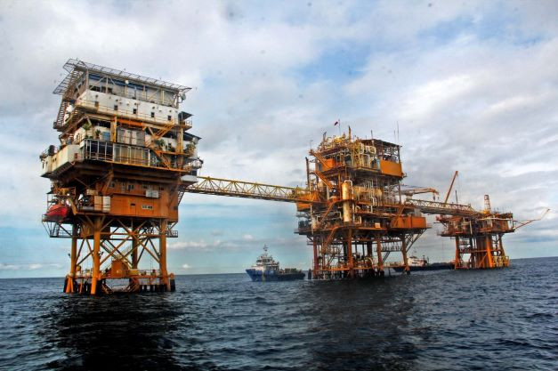 Chevron Indonesia operates an offshore platform on April 23, 2019, in Sepinggan field in Makassar Strait, 37 kilometers east of Balikpapan, East Kalimantan.