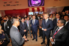 (left to right) State-Owned Enterprises (SOEs) Minister Erick Thohir, Deputy SOEs Minister II Kartika Wirjoatmodjo, Coordinating Maritime Affairs and Investment Minister Luhut Binsar Pandjaitan, former United Kingdom prime minister Tony Blair and deputy SOEs Minister I Pahala Nugraha Mansyuri attend the SOE International Conference – #BUMNuntukG20 #SOEInternationalConference – at the Nusa Dua Conference Center in Bali on Monday. 