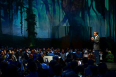 President Joko “Jokowi” Widodo speaks at an IKN market-sounding event on Oct. 18. 