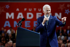 US President Joe Biden speaks as he attends an event on CHIPS manufacturing, at Onondaga Community College in Syracuse, New York, US, October 27, 2022. 