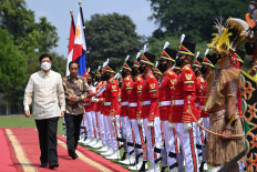  
President Joko “Jokowi” Widodo (second left) and Philippine President Ferdinand Romualdez “Bongbong” Marcos Jr (left) inspect an honorary guard during a state visit to the Presidential Palace in Bogor, West Java, on May 9. The leaders met to discuss the strengthening of bilateral ties in various industries within the context of ASEAN. 